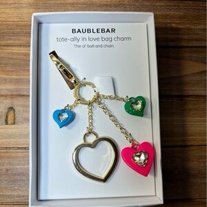 BaubleBar Pink and Blue Heart Bag Charm/Keychain